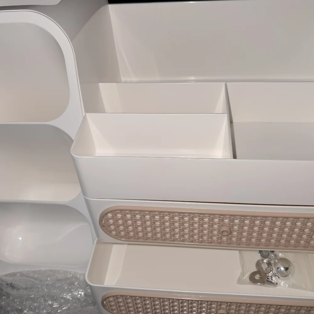 NWT Makeup Organizer With Drawers Cosmetic Display Storage In Off-White
